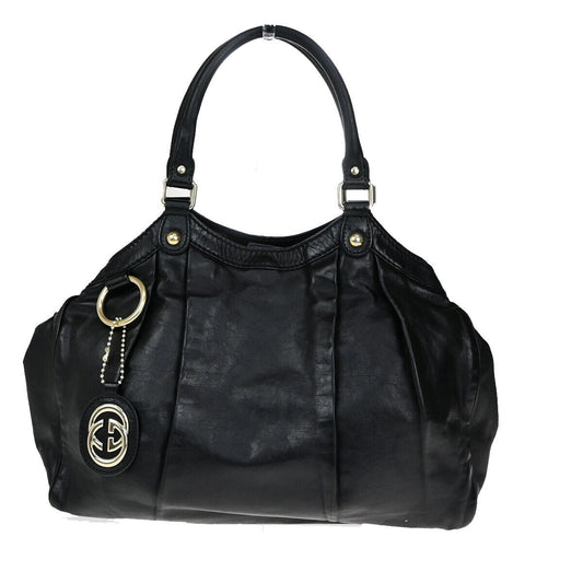 GUCCI GG Sukey Shoulder Hand Bag Guccissima Leather Black SHW 30SJ470