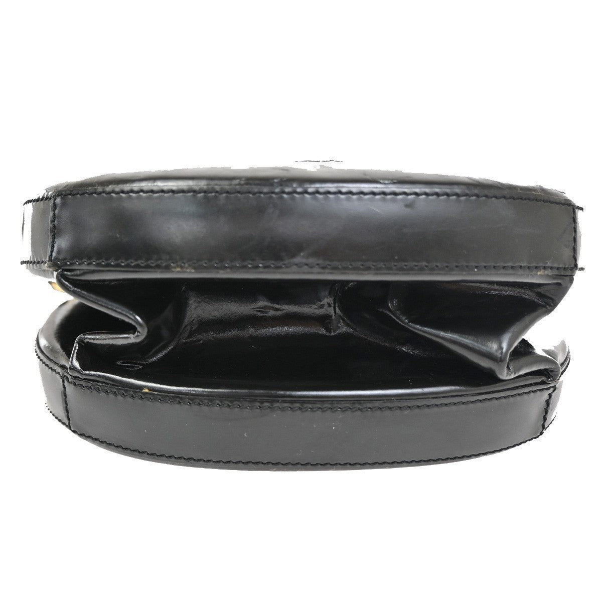 LOEWE Anagram Round 2Way Top Handle Shoulder Bag Calfskin Leather Black 65CA573