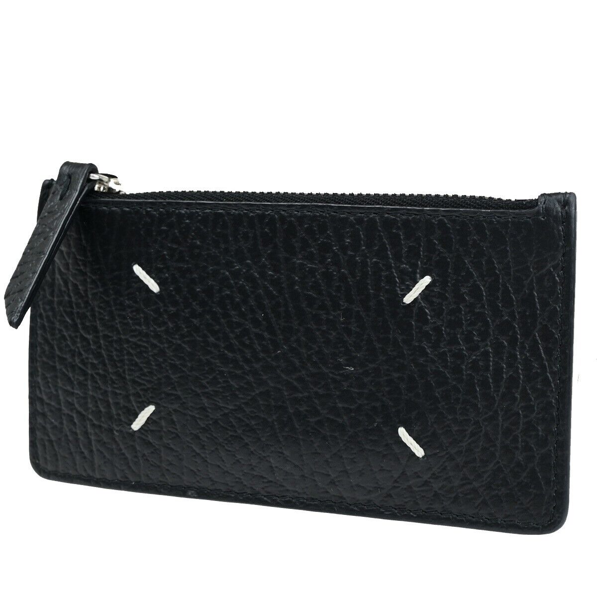 MAISON MARGIELA Logo Card Case Coin Compact Wallet Leather Black SHW 37SJ176