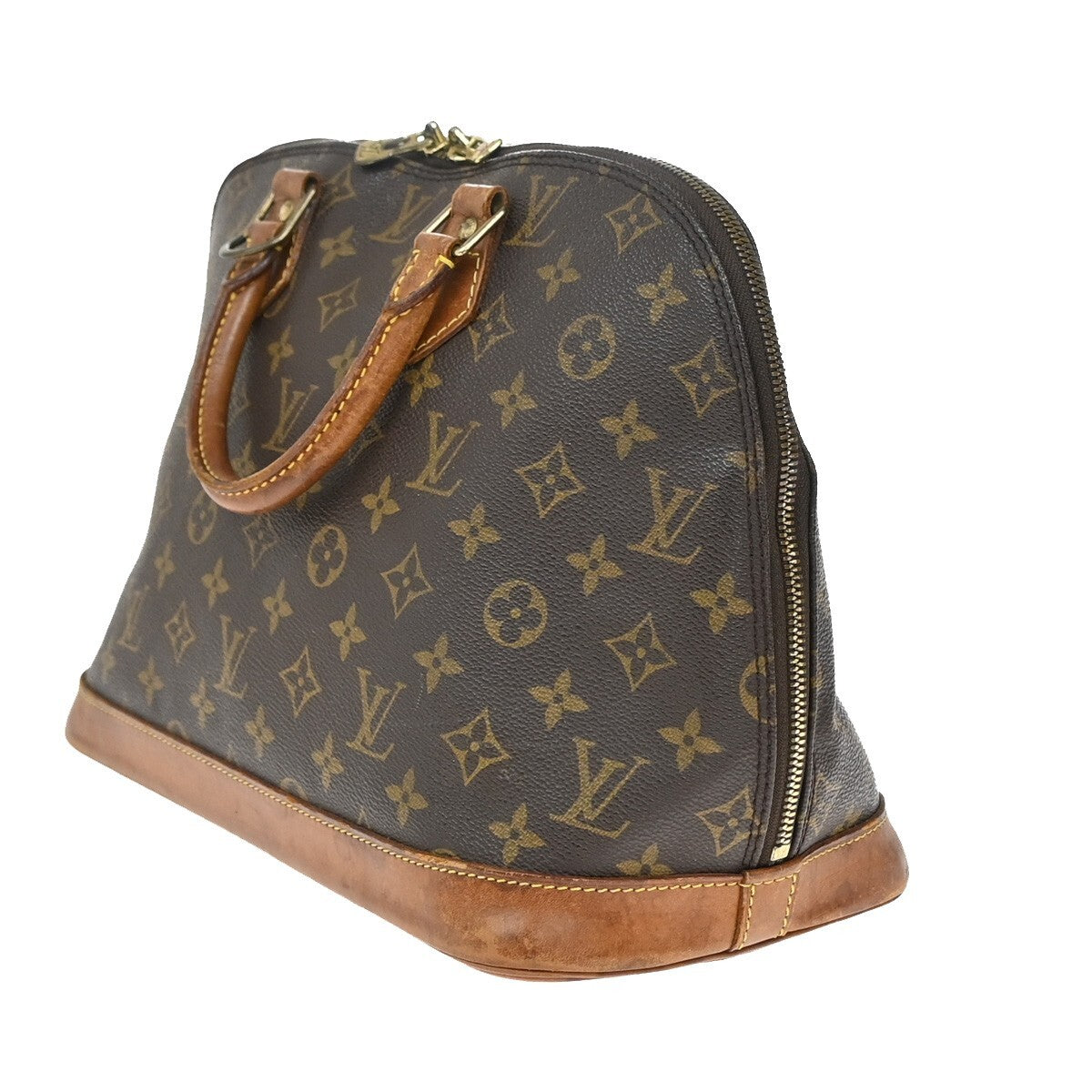 LOUIS VUITTON LV Logo Alma Hand Bag Monogram Leather Brown U.S.A. SD0995 61EE209
