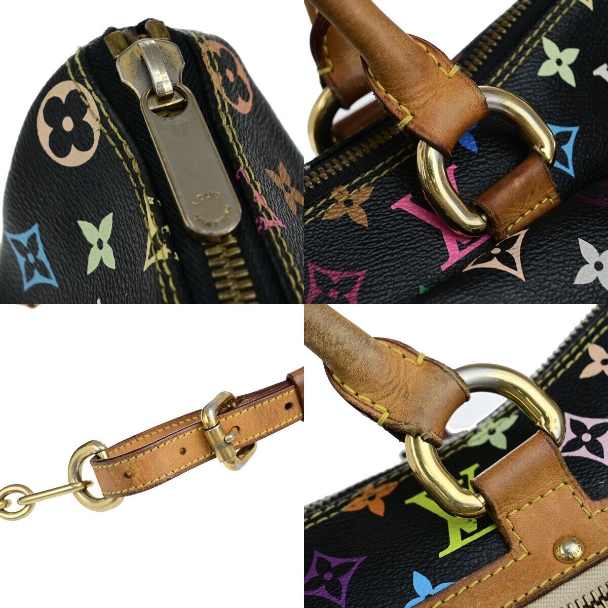 LOUIS VUITTON Rita Chain Hand Bag Monogram Multi Leather Black M40126 90ED327
