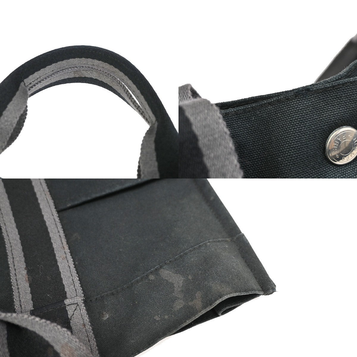 HERMES Logo Fourre Tout MM Hand Tote Bag Cotton Black SHW France 07KD184