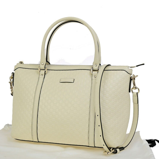 GUCCI Micro GG Guccissima 2Way Shoulder Hand Bag Leather White Italy 23ED010