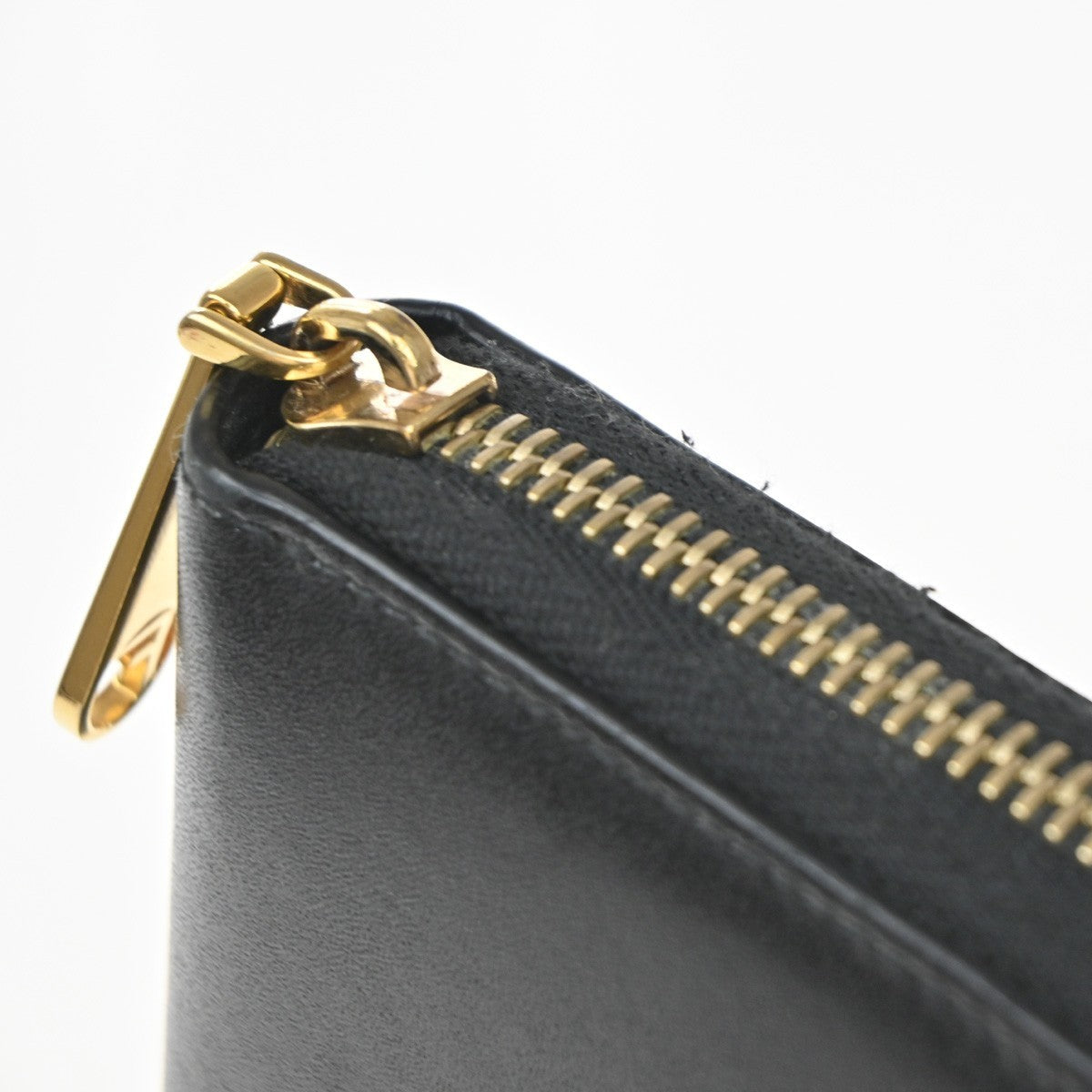 FENDI Logo F is Fendi Zipper Long Around Wallet Leather Black Italy 61KP191