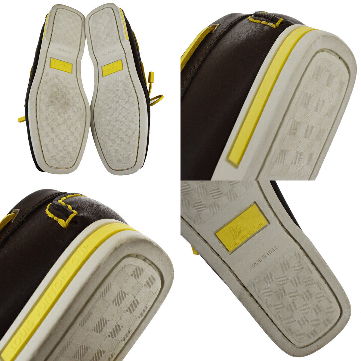 GOOD CONDITION! LOUIS VUITTON Cup Logo Shoes Leather Brown Yellow #37 88ML552