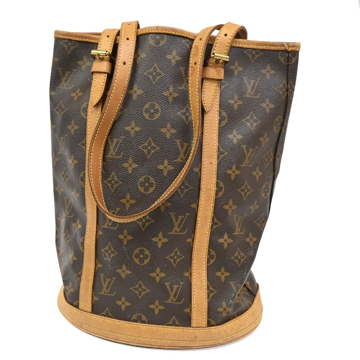 LOUIS VUITTON BUCKET GM Shoulder Tote Bag Monogram Leather Brown M42236 64TA084