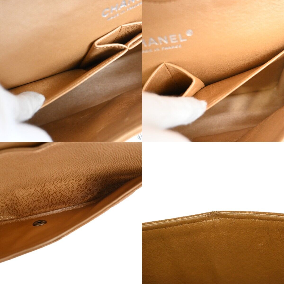 CHANEL CC Matelasse 25 Double Flap Chain Shoulder Bag Caviar Leather 6083LC452