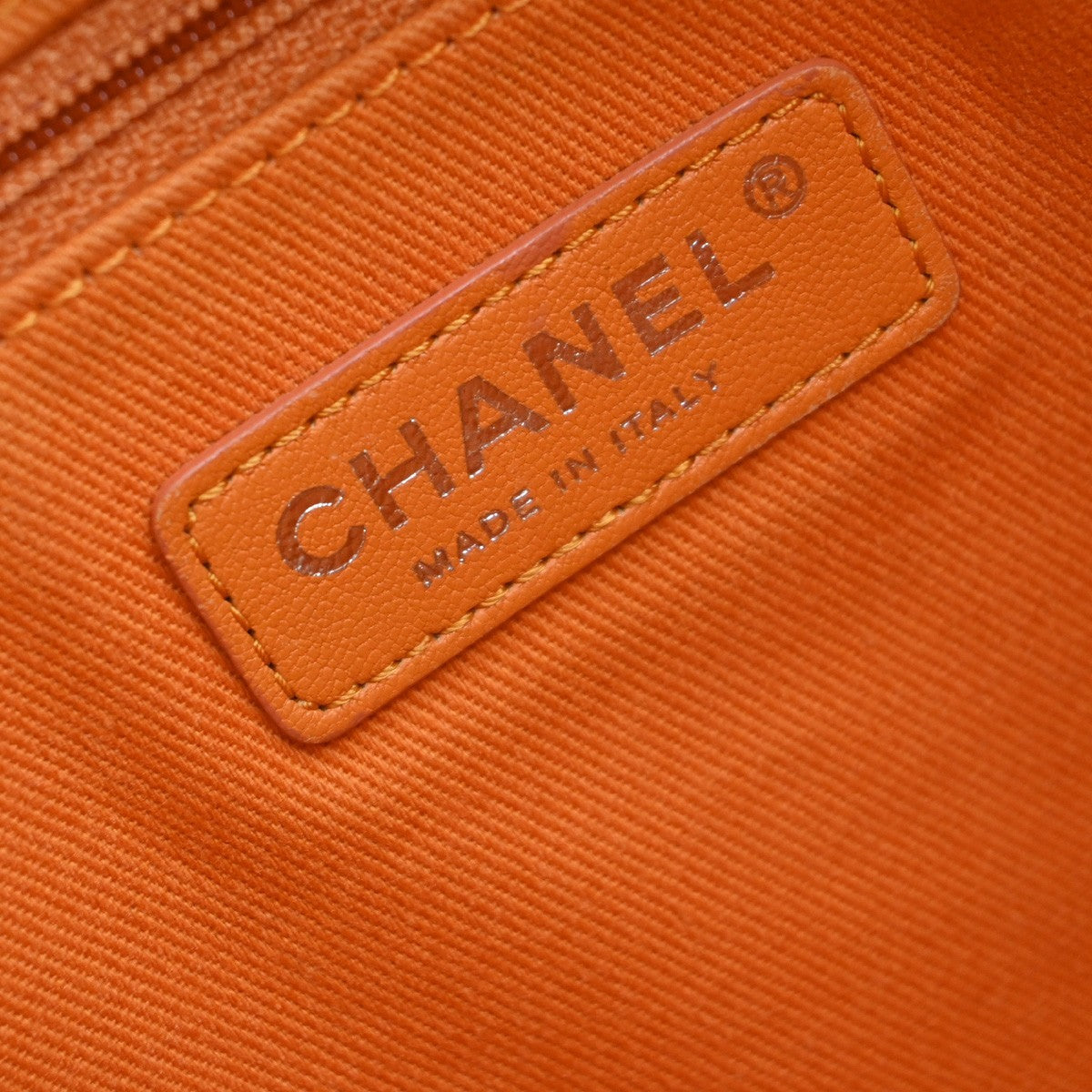 CHANEL Deauville Chain Shoulder Tote Bag Canvas Leather Orange Italy 373RF715