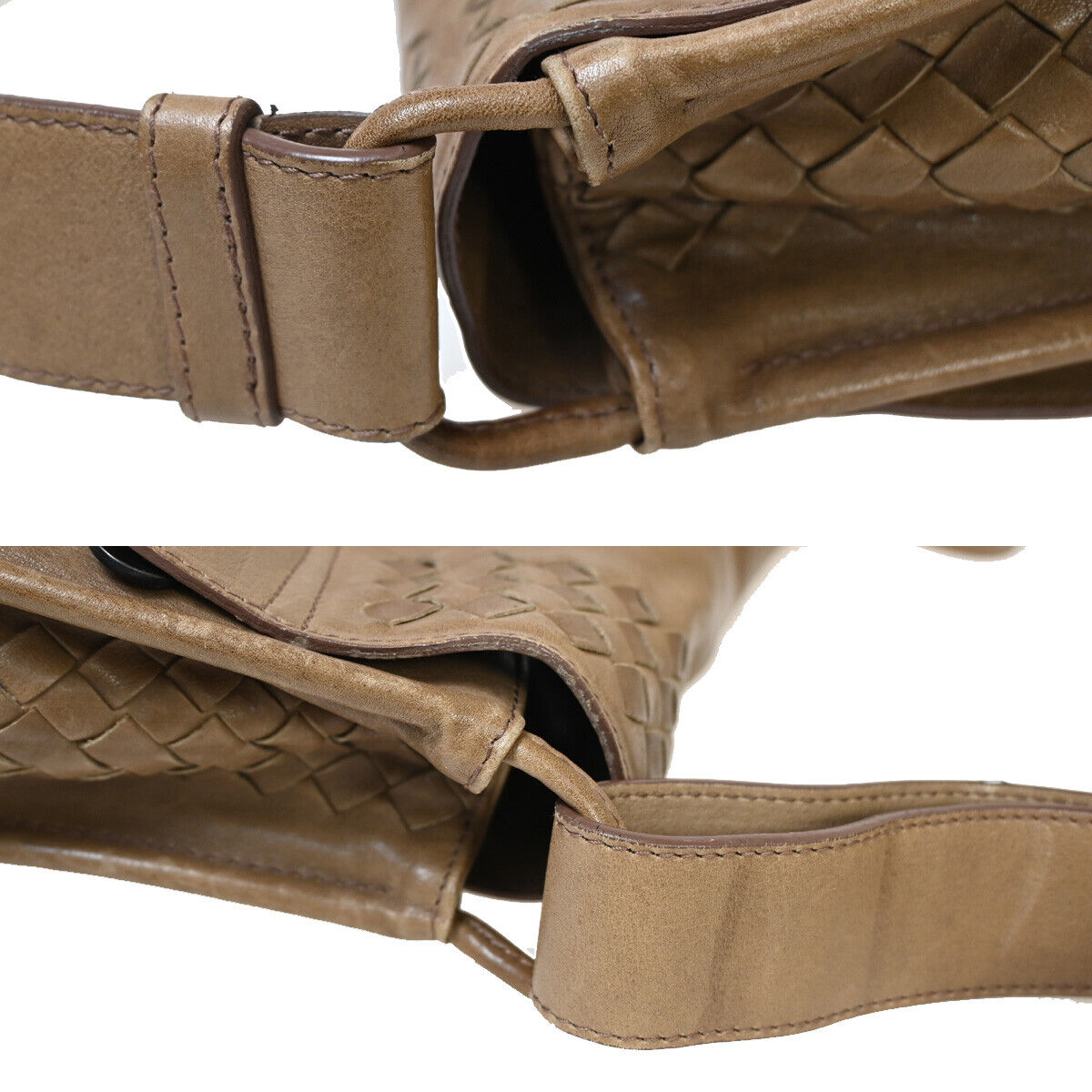 BOTTEGA VENETA Logo Intrecciato Shoulder Bag Leather Brown Italy 30YE318