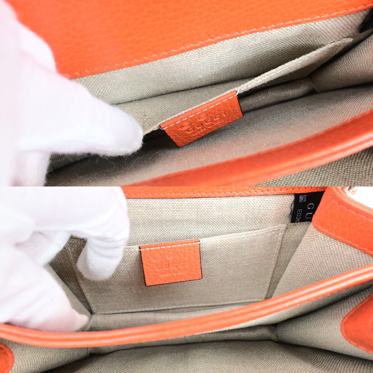 GUCCI Logo Interlocking G Chain Mini Shoulder Bag Leather Orange GHW 58YG618