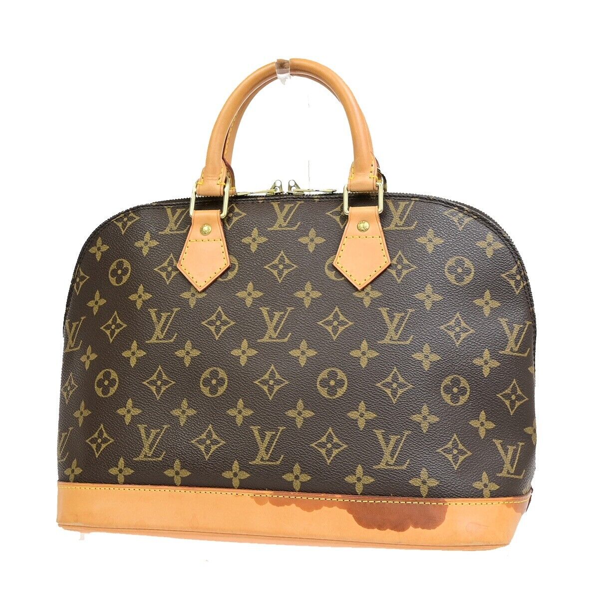 LOUIS VUITTON LV Logo Alma Hand Bag Monogram Leather Brown U.S.A. M51130 38EE047