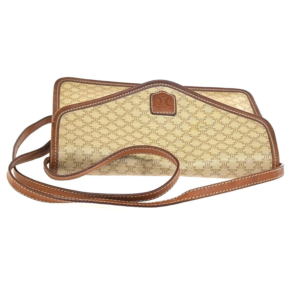 CELINE Logo Macadam Pattern Shoulder Bag PVC Leather Brown Italy 02KC764