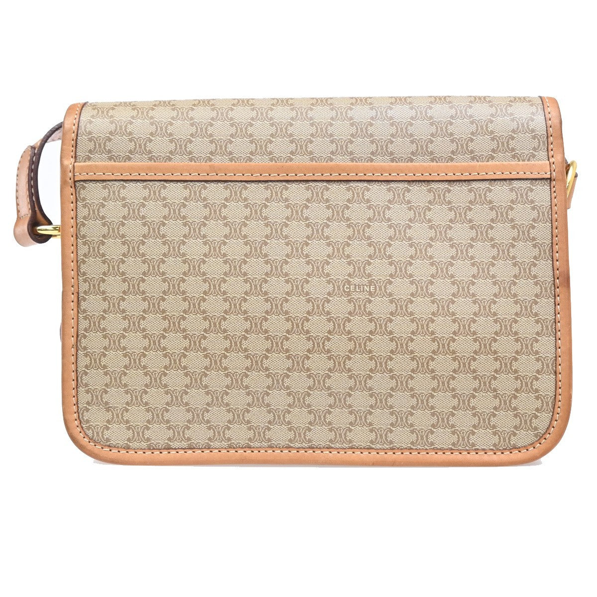 CELINE Logo Macadam Pattern Shoulder Bag PVC Leather Beige Italy 83MA283