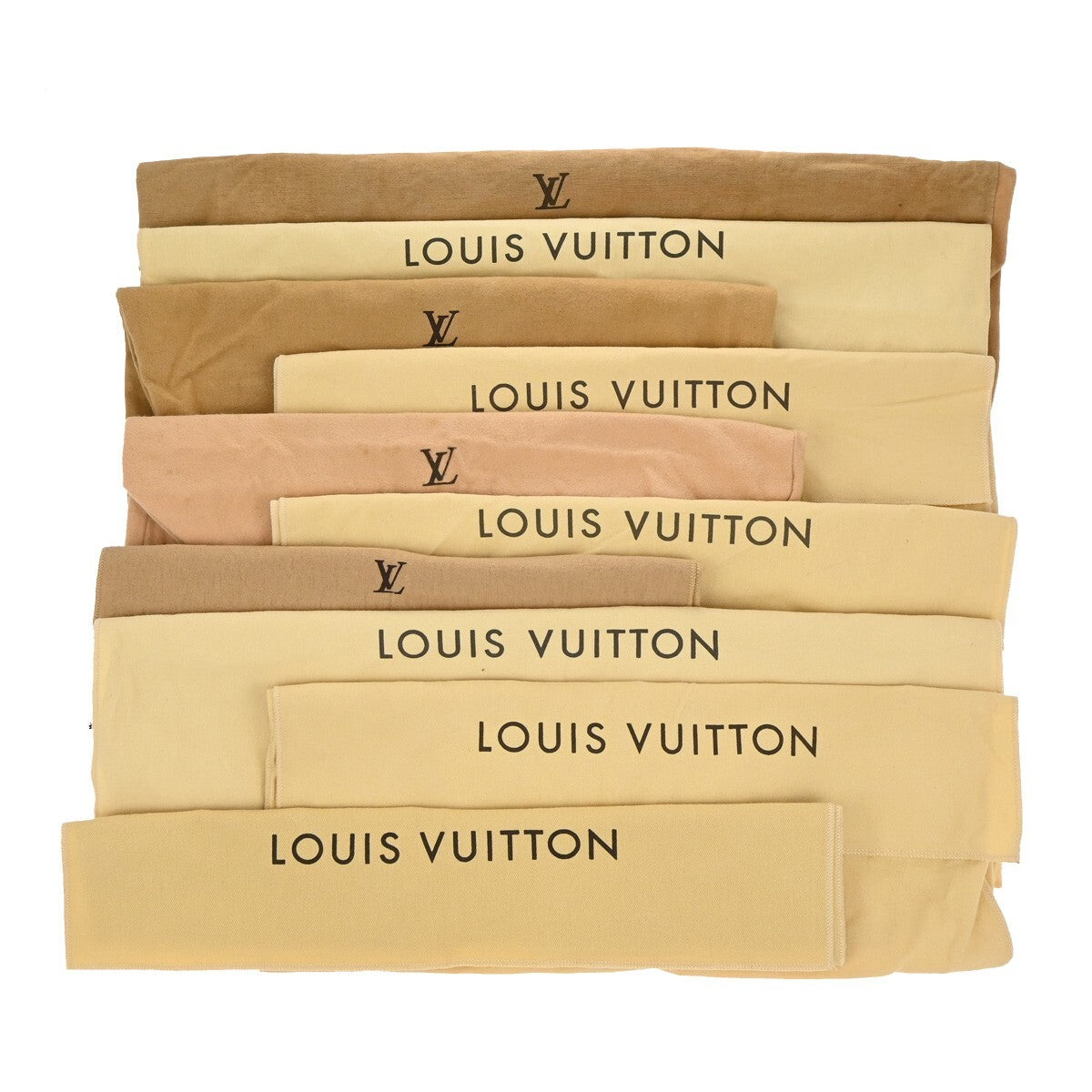 LOUIS VUITTON Logo 10 Set Dust Bag Drawstring Canvas Cotton Beige Brown 09EE135