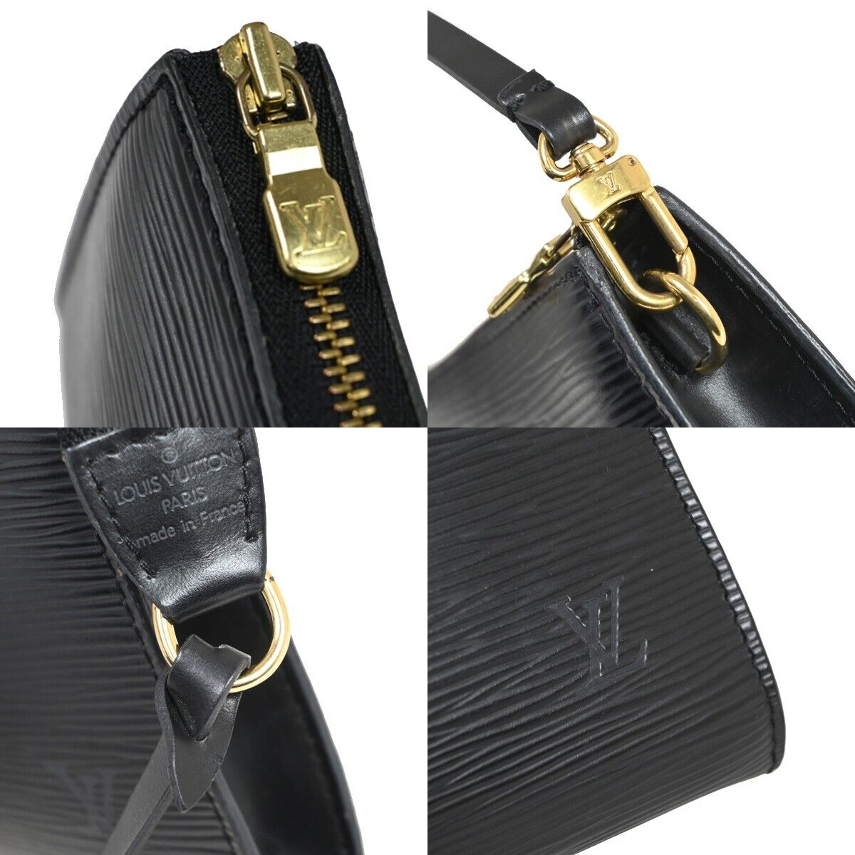 LOUIS VUITTON LV Pochette Accessoires Hand Bag Epi Leather Black M52952 71EA553