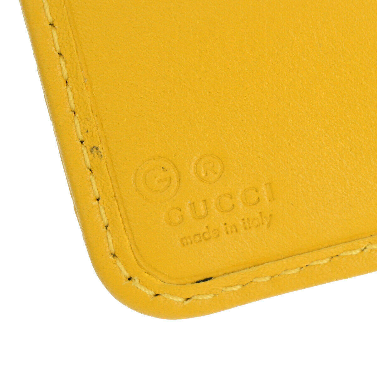GUCCI Logo Micro GG Pattern Bifold Wallet Purse Leather Yellow GHW Italy 86YF035