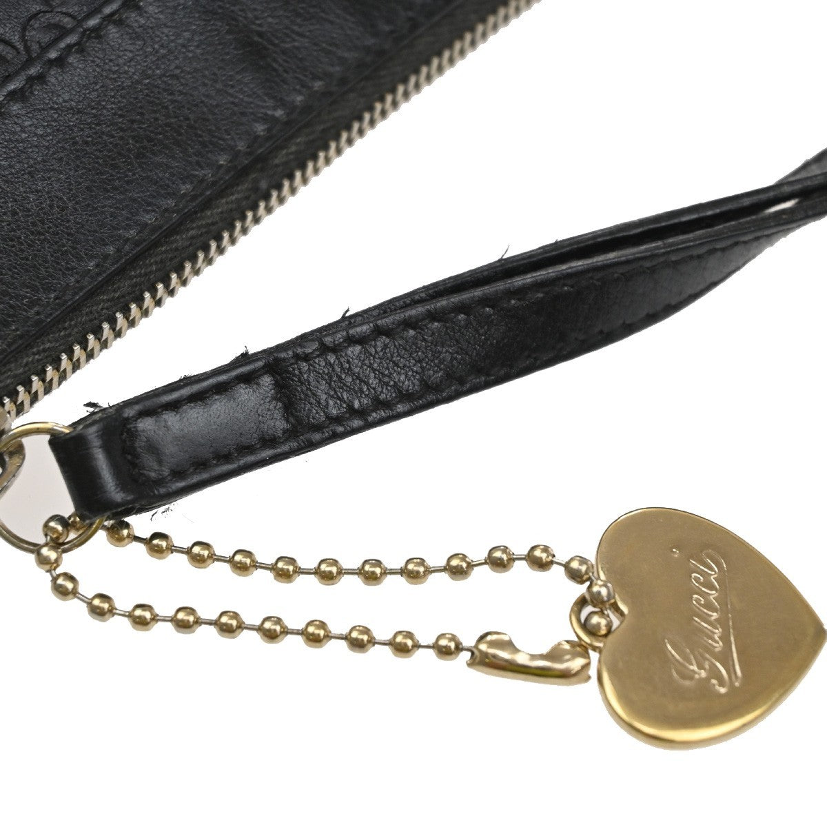 GUCCI Logo Guccissima Clutch Bag Embossing Leather Wristlet Black 65SA099