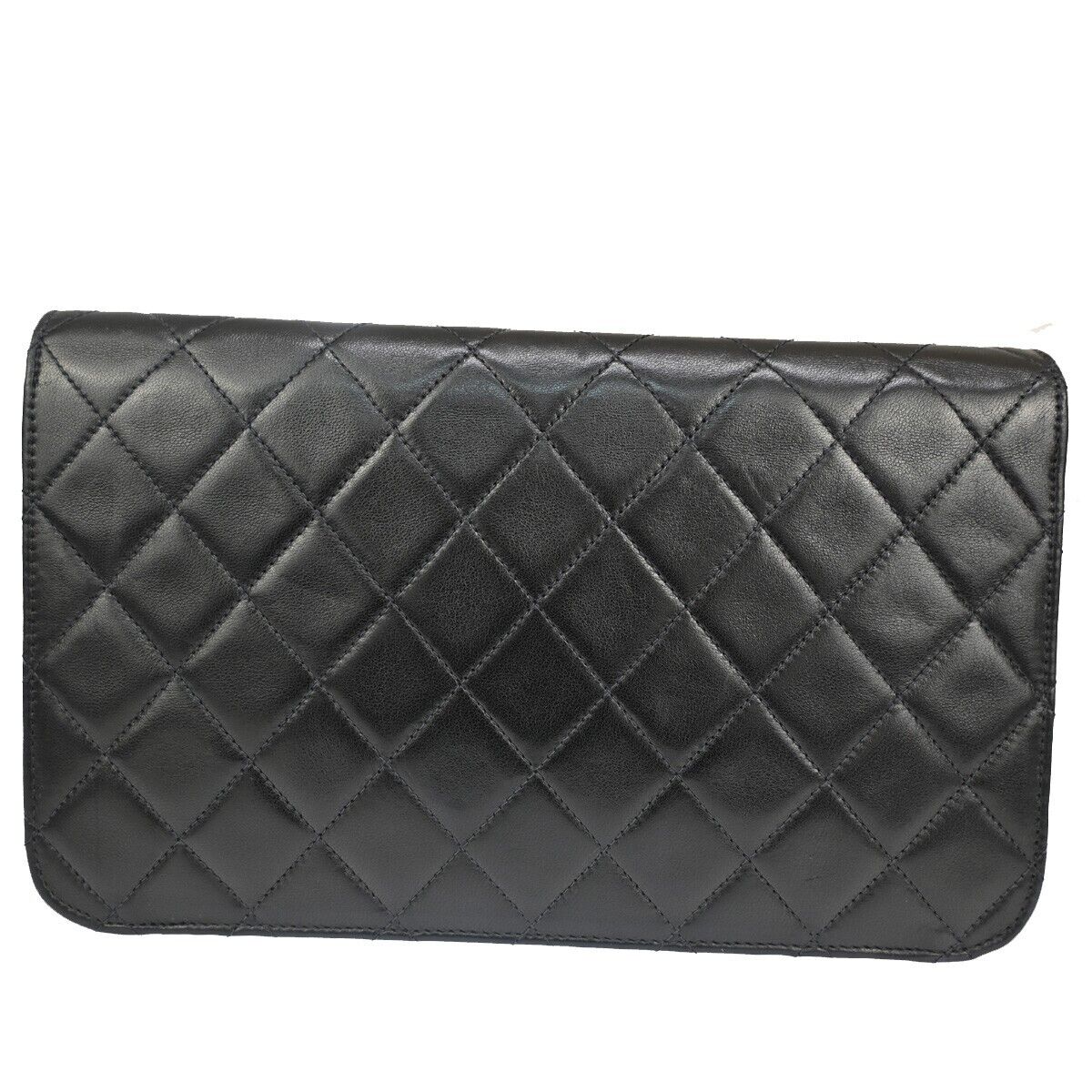 CHANEL CC Matelasse 23 Full Flap Chain Shoulder Bag Leather Black GHW 889RF068