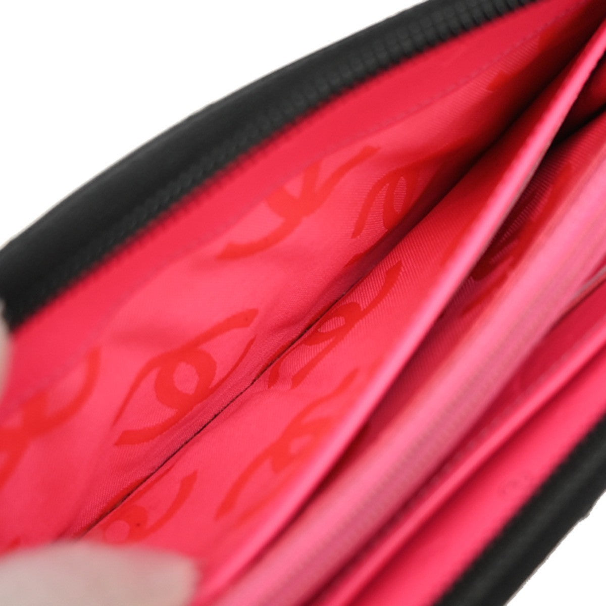 CHANEL CC Cambon Long Zipper Bifold Wallet Patent Leather Black SHW 13RF962