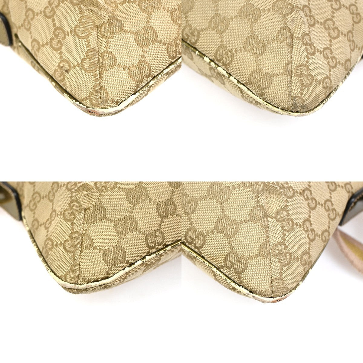 GUCCI Logo GG Pattern Crossbody Shoulder Bag Canvas Leather Beige GHW 04ZA149