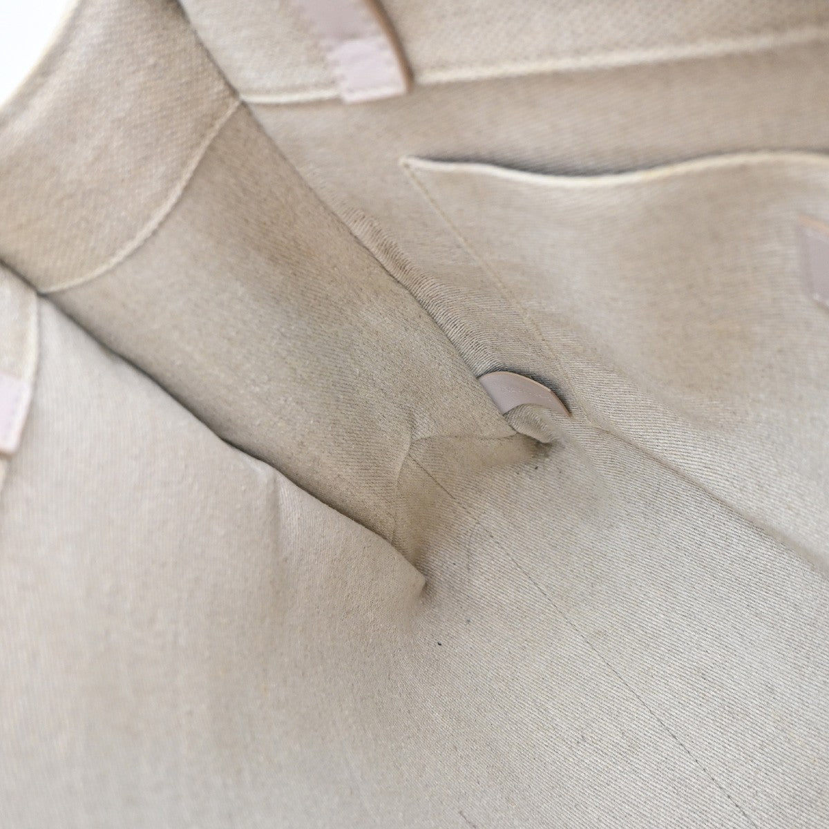 CHLOE Logo Woody Medium Shoulder Tote Bagi Linen Leather Beige Italy 84YJ242