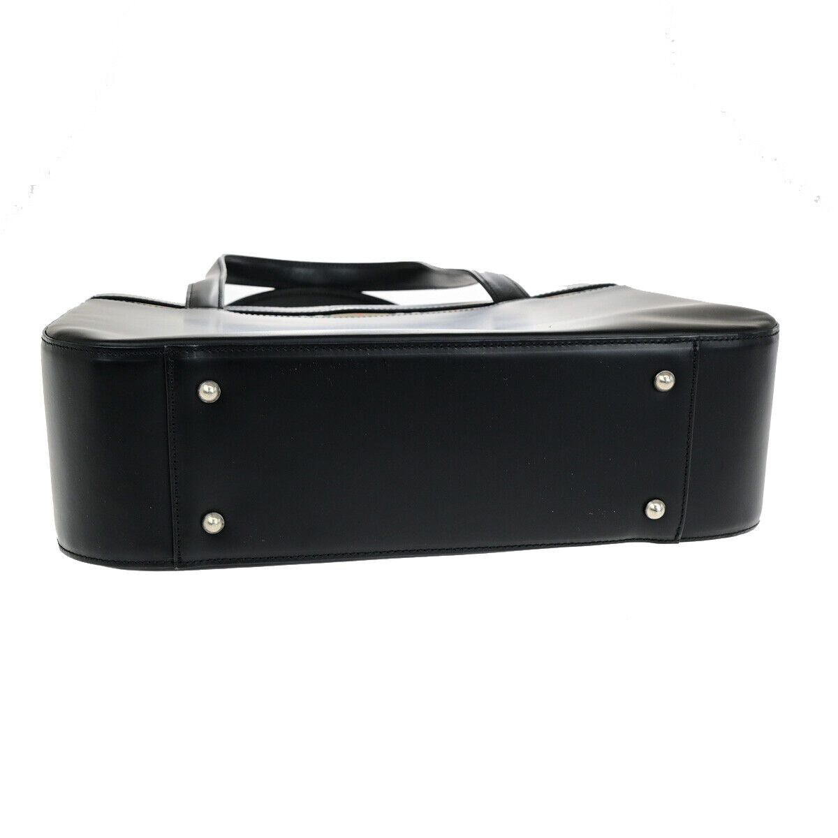 Burberrys Logo Nova Check Hand Tote Bag Canvas Leather Black Beige 31YG606