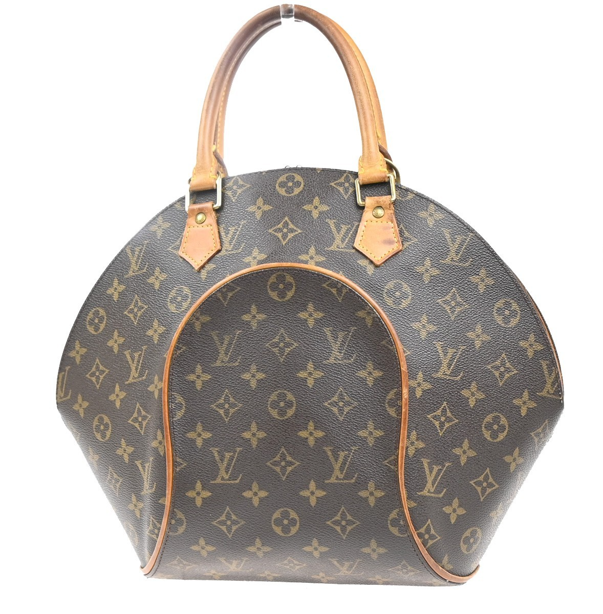 LOUIS VUITTON LV Logo Ellipse MM Hand Bag Monogram Leather Brown M51126 88MA480
