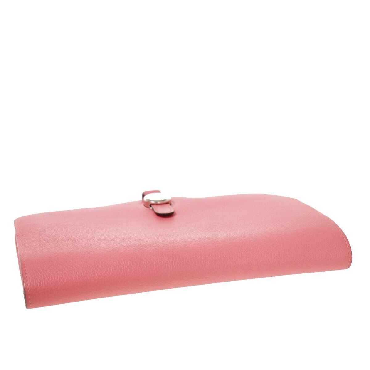 HERMES Logo Dogon GM Bifold Wallet Purse Evercalf Leather Pink France 50RC661