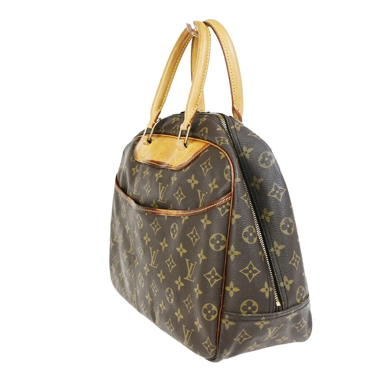 LOUIS VUITTON LV Logo Deauville Hand Bag Monogram Leather Brown M47270 37FB206
