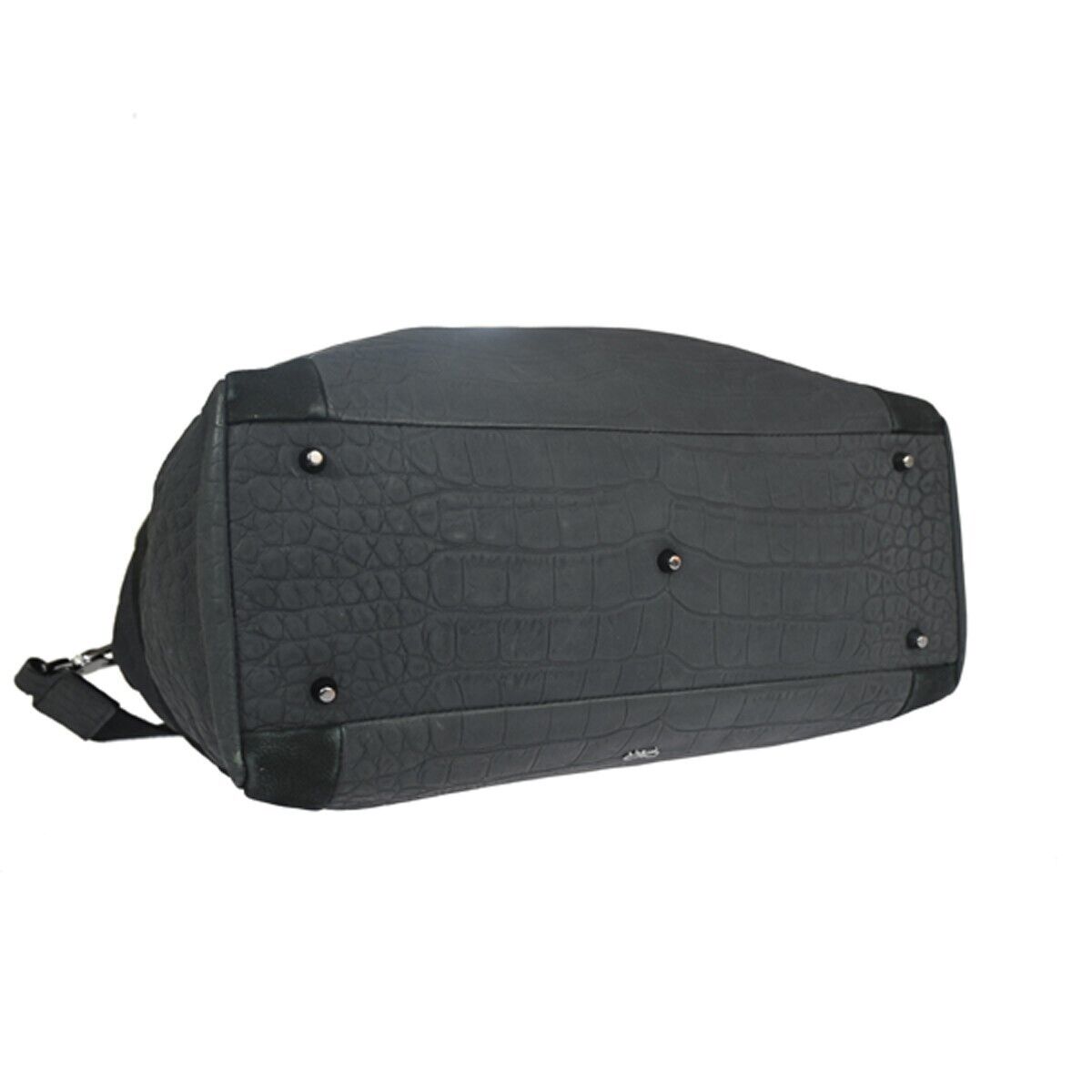 ANYA HINDMARCH Logo 2Way Shoulder Hand Bag Embossing Suede Leather Black 05DA069