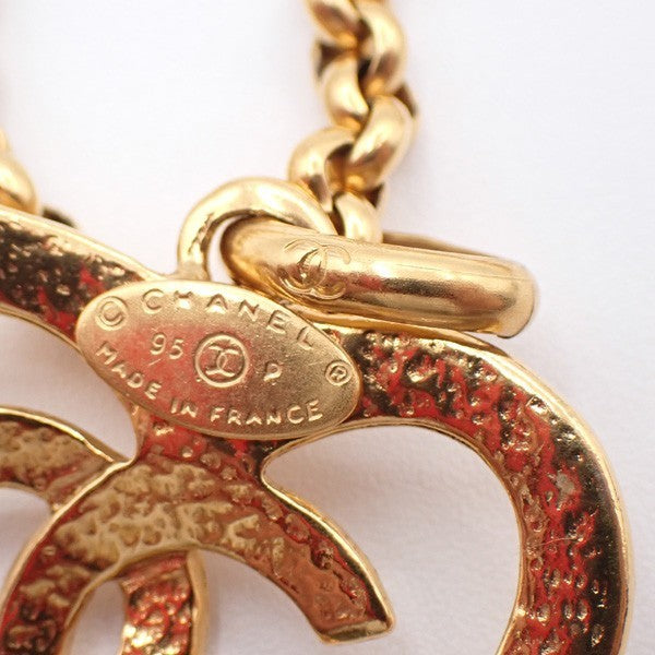 CHANEL CC Logo Heart Long Chain Necklace Pendant 95P Gold France Vintage 91RL487