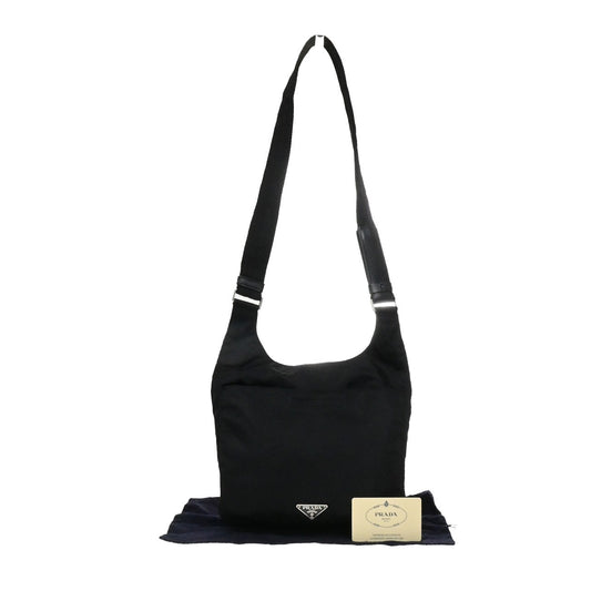 PRADA Logo Tessuto Sport Shoulder Bag Nylon Leather Black SHW Italy 87YH165