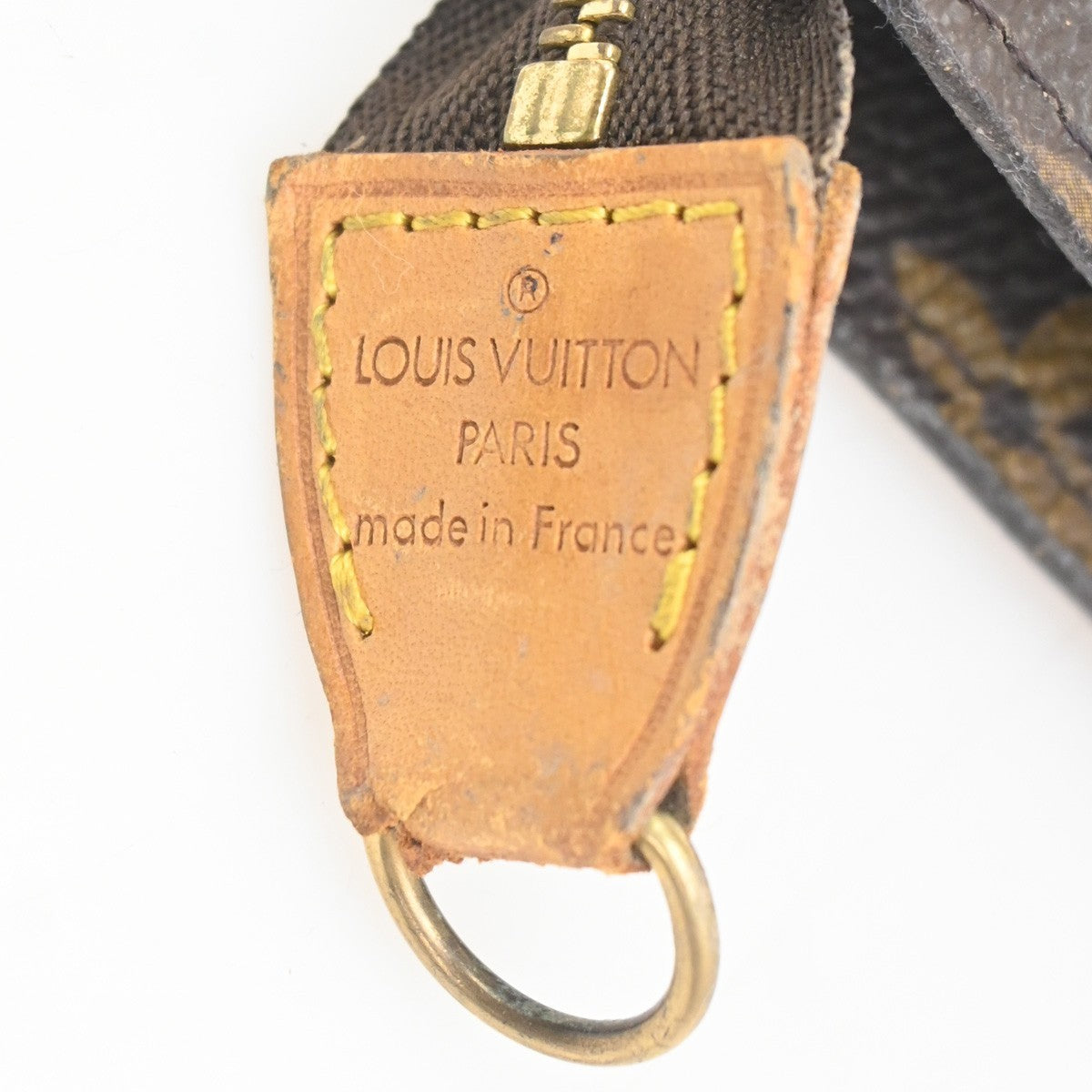 LOUIS VUITTON LV Logo Bucket GM Pouch Bag Monogram Leather Brown Gold 05KC768
