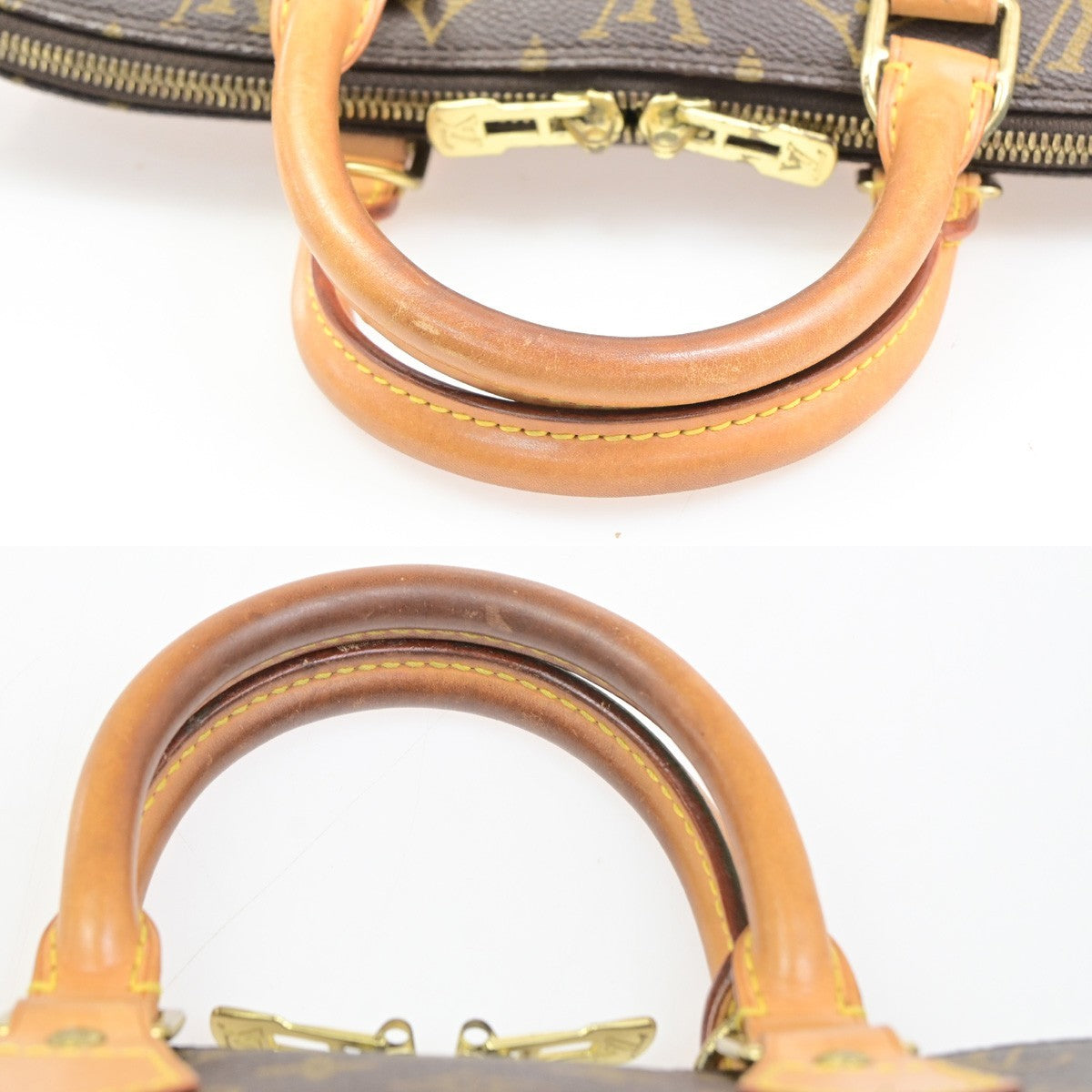 LOUIS VUITTON LV Logo Alma Hand Bag Monogram Leather Brown France M51130 85PA103