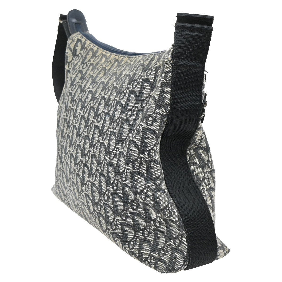 CHRISTIAN DIOR Trotter Pattern shoulder Bag Canvas Leather Navy Blue 39SA097