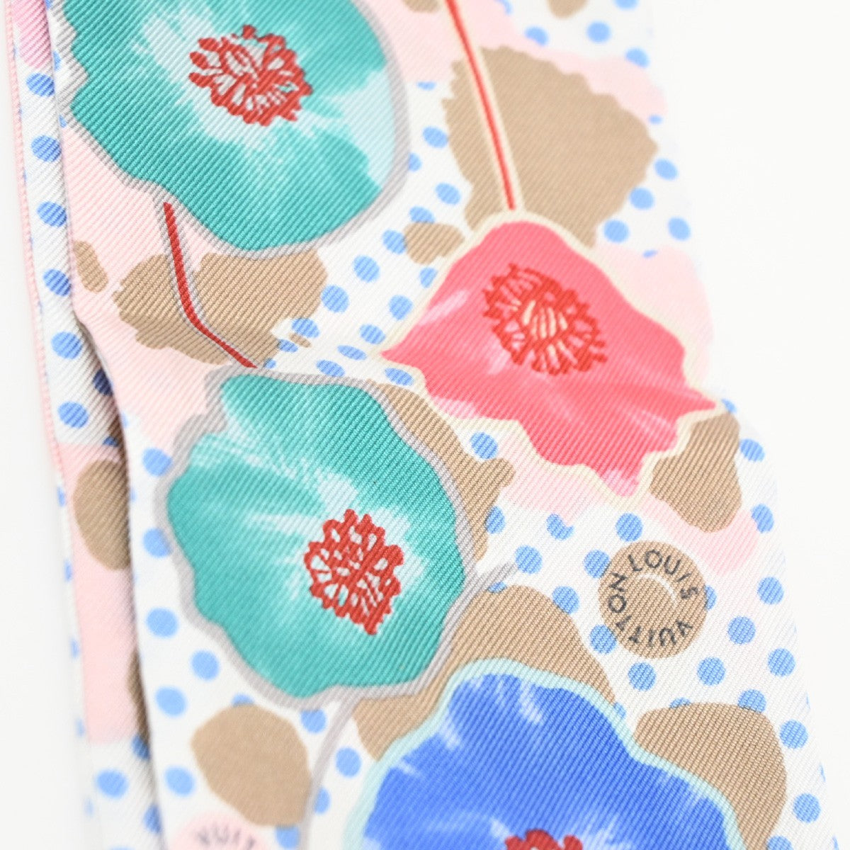 LOUIS VUITTON Bando Retro Flower Scarf Morning glory Silk 100% PK M75214 65TA691