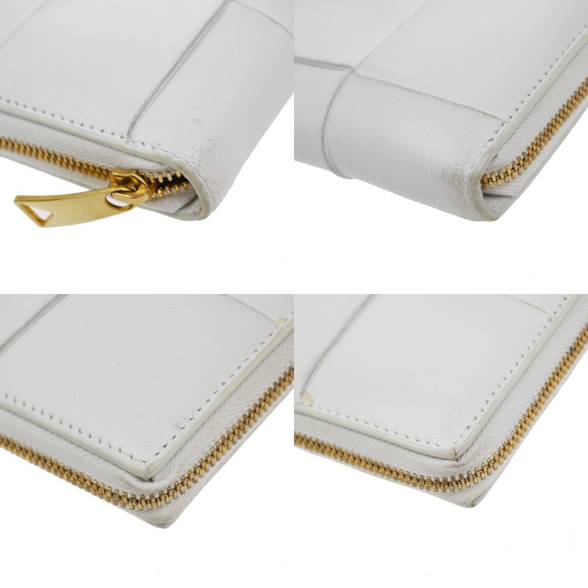 BOTTEGA VENETA Cassette Intrecciato long Wallet Purse Leather White 64EE516