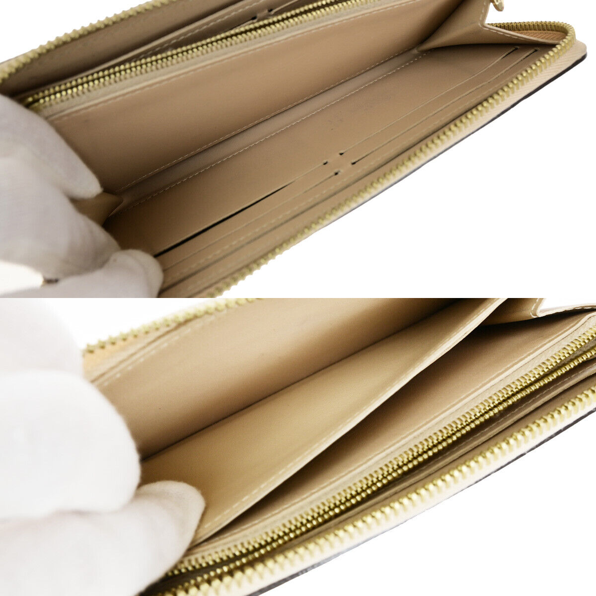 LOUIS VUITTON Clemence Zipper Wallet Monogram Vernis Leather Dune M90923 65YF312