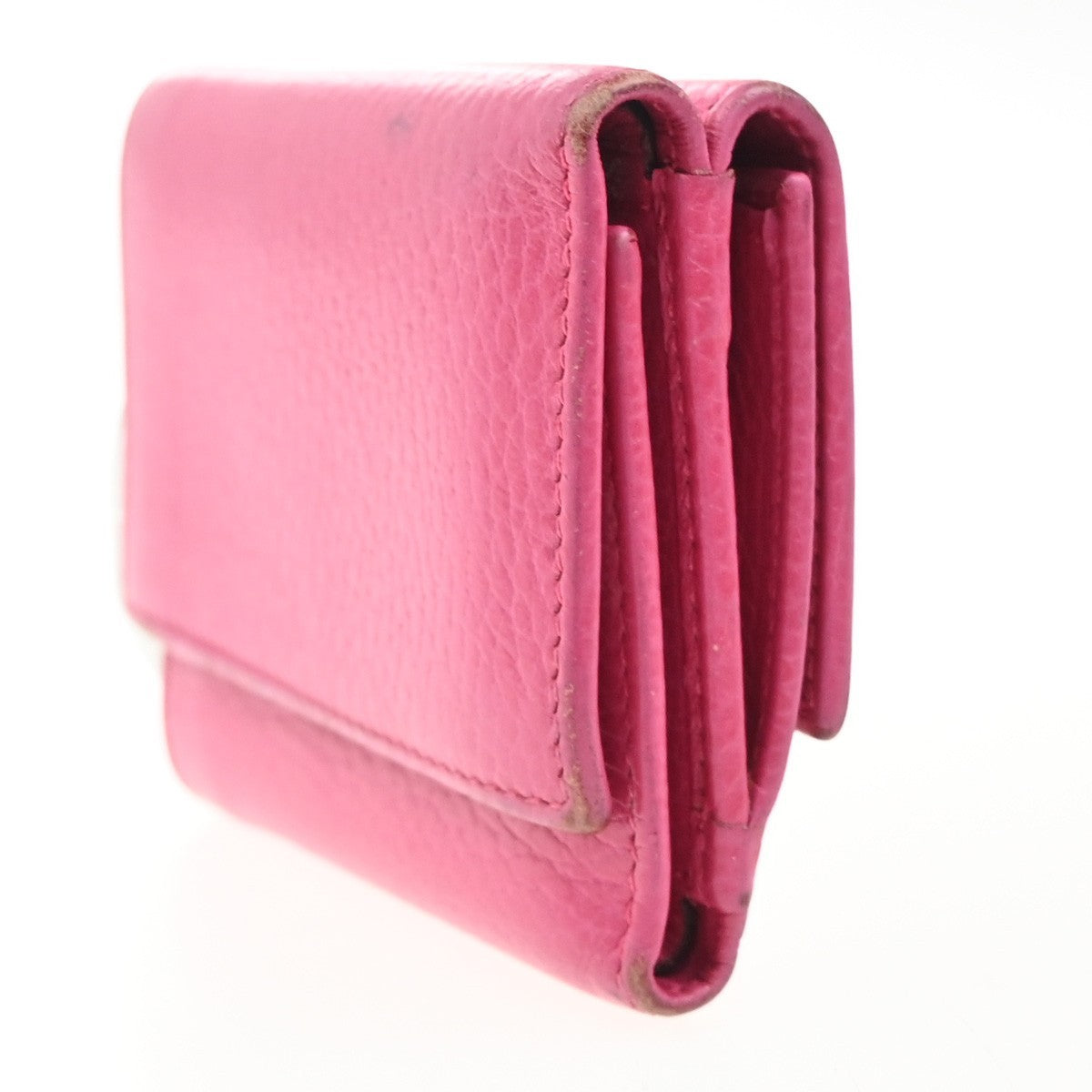 GUCCI Logo GG Marmont Compact Trifold Wallet Leather Pink GHW Italy 66KC598