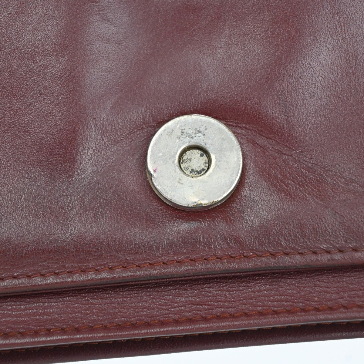 Cartier Logo Must Line 2set Clutch Hand Bag Leather Burgundy Red 07CA861
