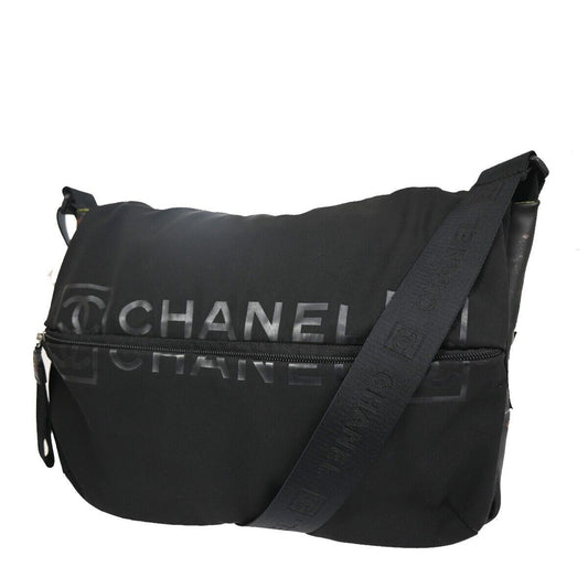 CHANEL Sports CC Logo Shoulder Bag Rubber Canvas Black Made In Italy 88YD176