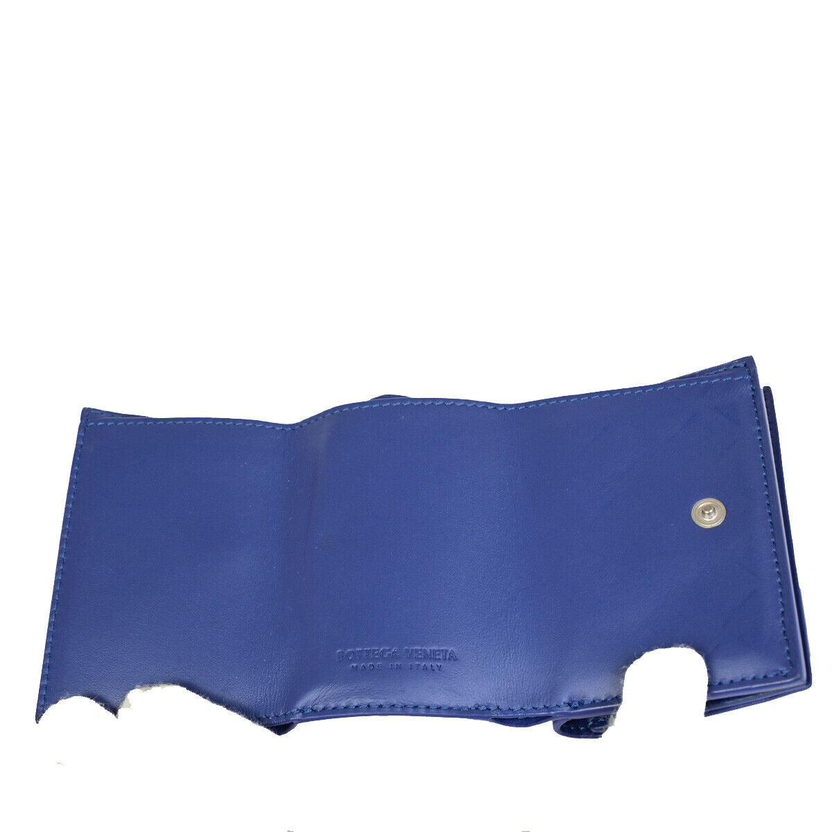 BOTTEGA VENETA INTRECCIATO Trifold Wallet Purse Leather Blue Italy 35SJ106