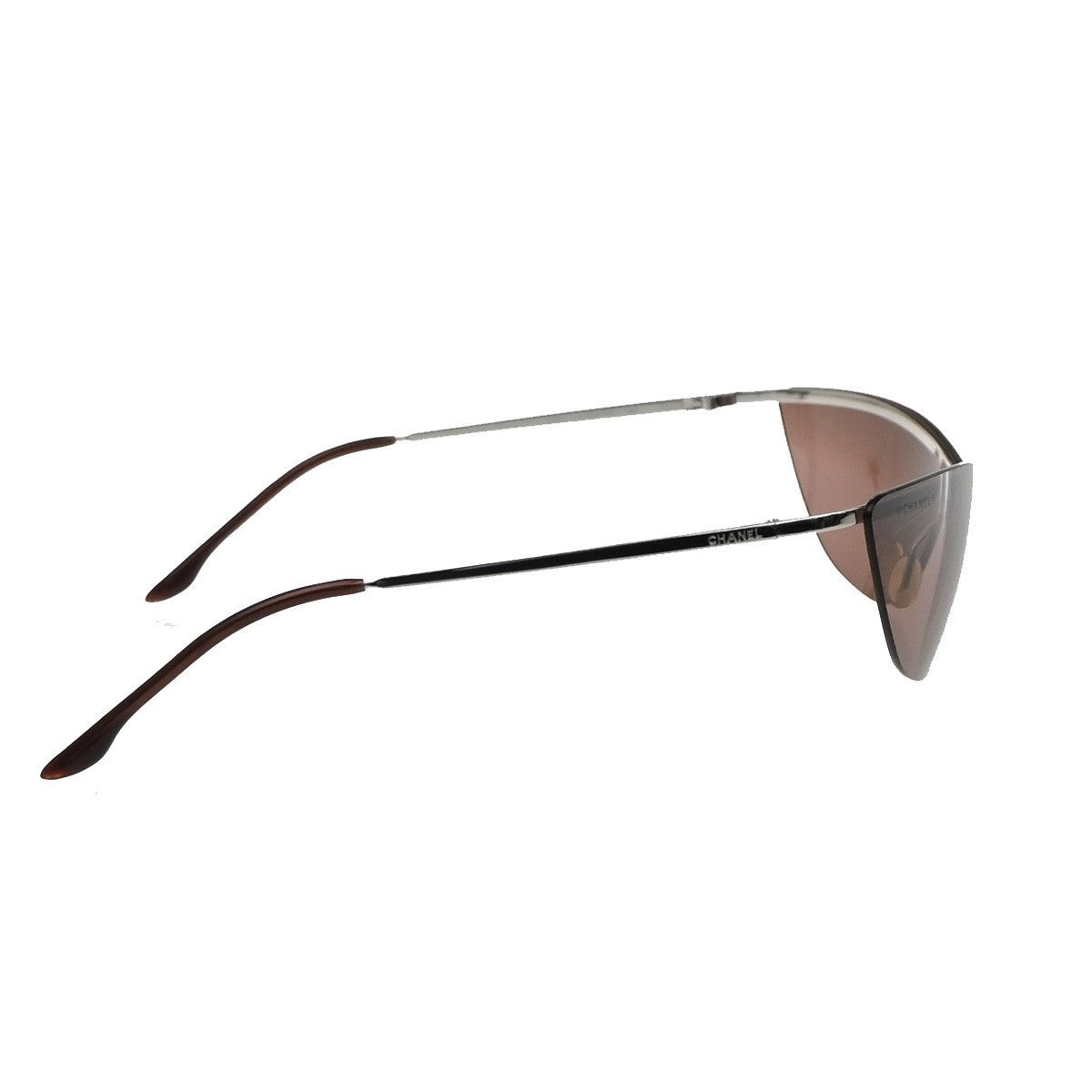 CHANEL CC Logo Sunglasses Eye Wear Plastic Metal Brown Silver 4041 33RP141