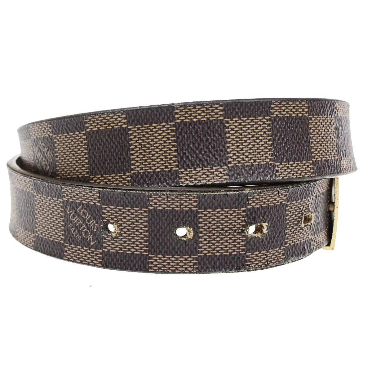 LOUIS VUITTON Santure Carre Belt Damier Ebene Brown GHW France M6802 05CB072