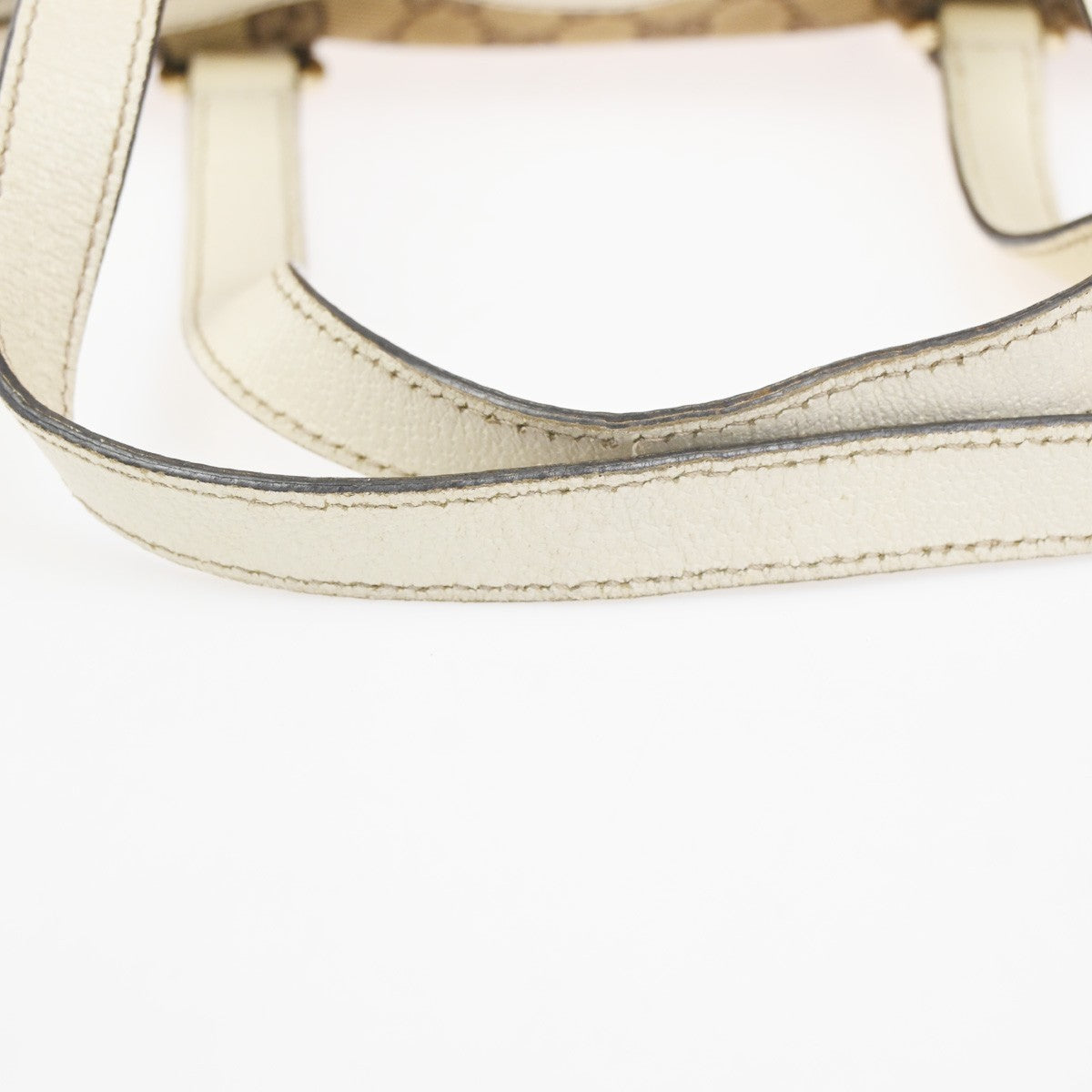 GUCCI GG Pattern Charmy Hand Boston Bag Canvas Leather Brown White GHW 04ZA341