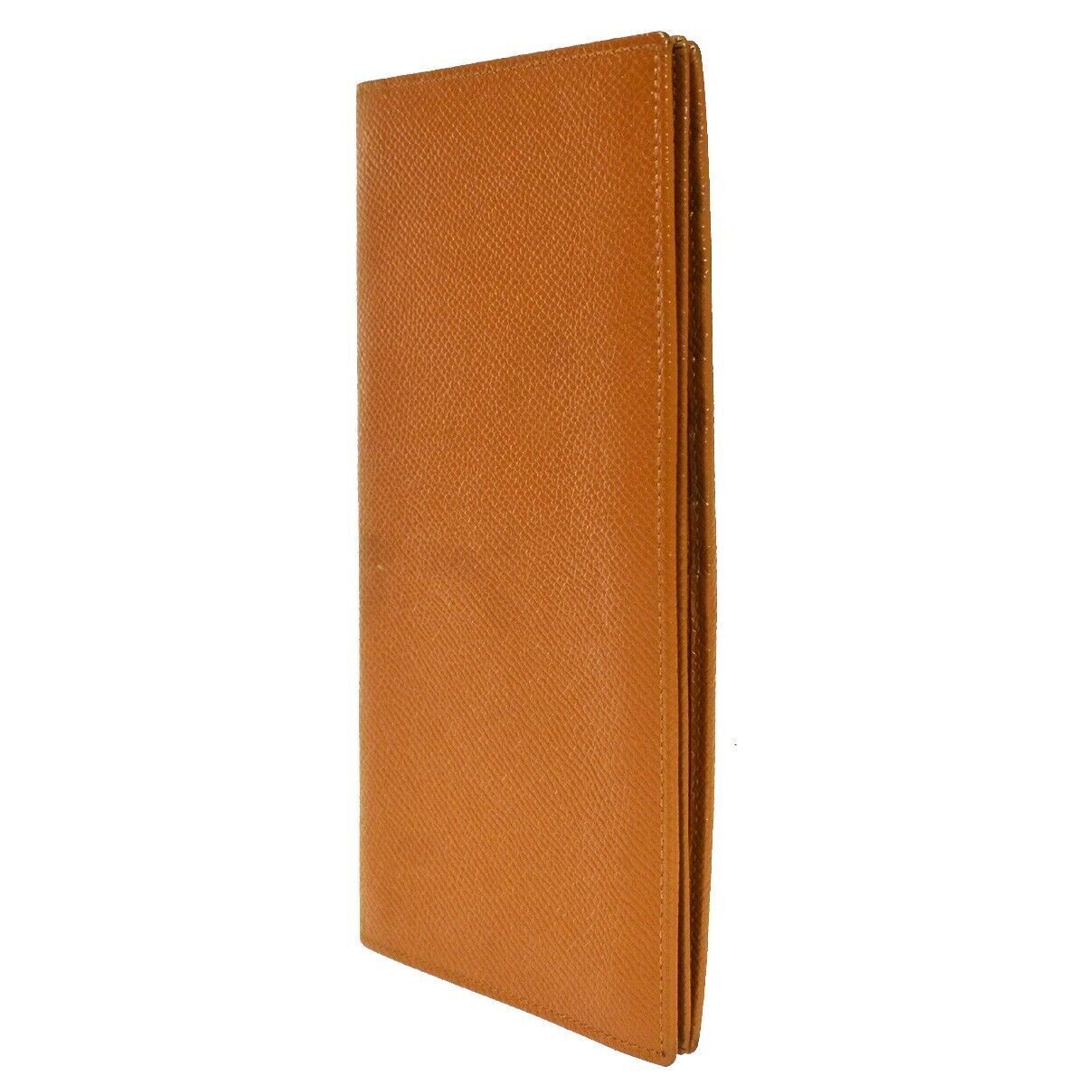 BVLGARI Logo Bifold Long Card Wallet Leather Brown Made In Italy 68AD226