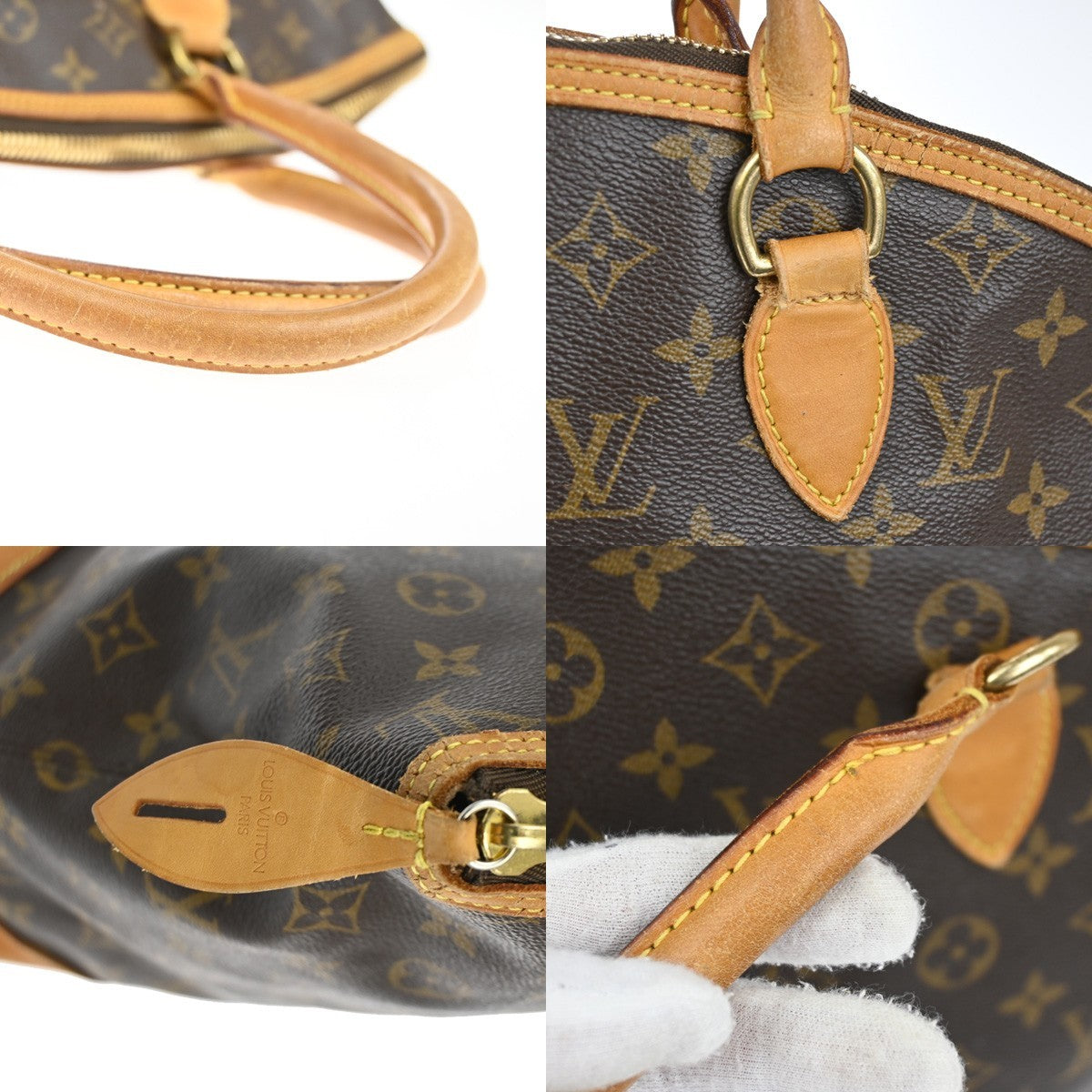 LOUIS VUITTON Logo Lockit Shoulder Bag Monogram Leather Brown M40104 33TA499