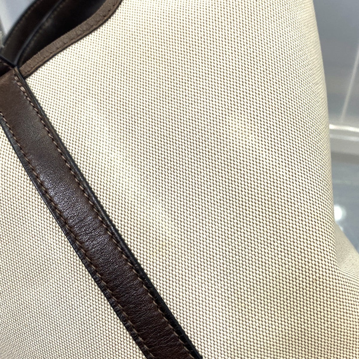 HERMES Logo Picotin 14 PM Hand Tote Bag Toile H Leather Brown SHW 689RL244