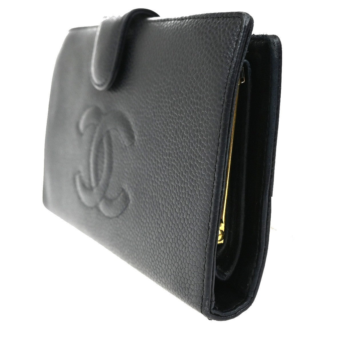 CHANEL CC Bifold Long Wallet  Grained Calfskin Leather BK GHW France 35RL721