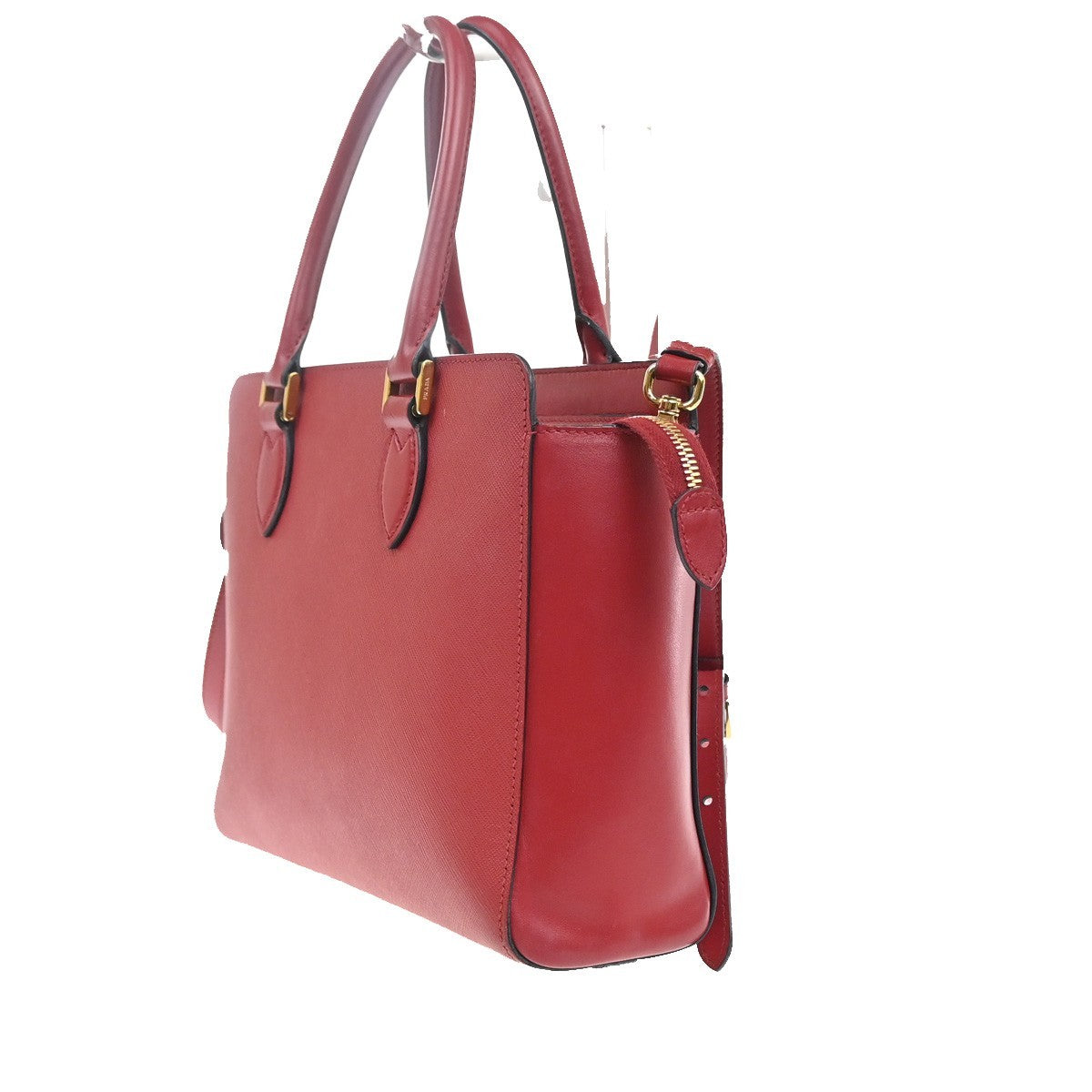 PRADA Galleria Logo 2way Shoulder Hand Bag Saffiano Leather Red GHW 11KC716
